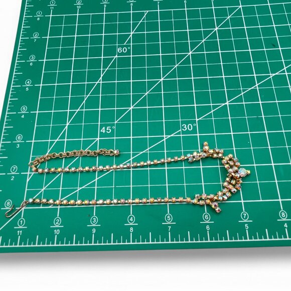 Vintage AB Aurora Borealis Rhinestone Gold-Tone Prong-Set Choker Necklace - Picture 10 of 10